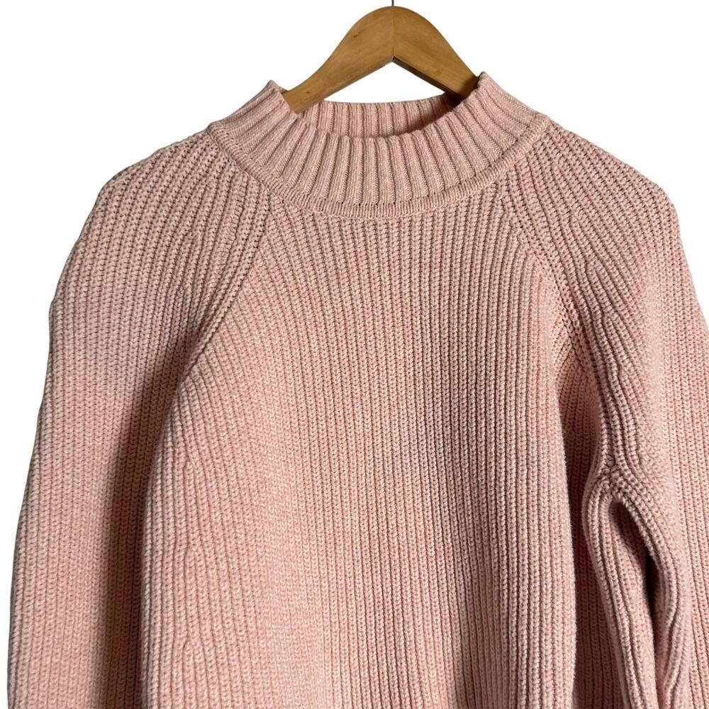 Club Monaco Pink Ribbed Knit Boxy Mock Neck Long Sleeve Pullover Sweater - Picture 7 of 16